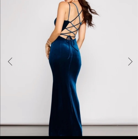 Velvet Blue Dress - Picture 6 of 6